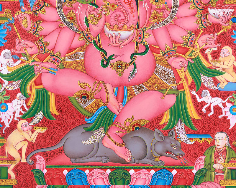 Majestic Lord Ganesha Paubha Artwork | Traditional Nepalese Art