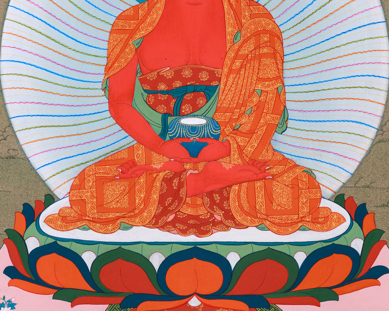 Buddha of Infinite Light, Amitabha Thangka - Chenresig and Vajrasattva Bodhisattvas