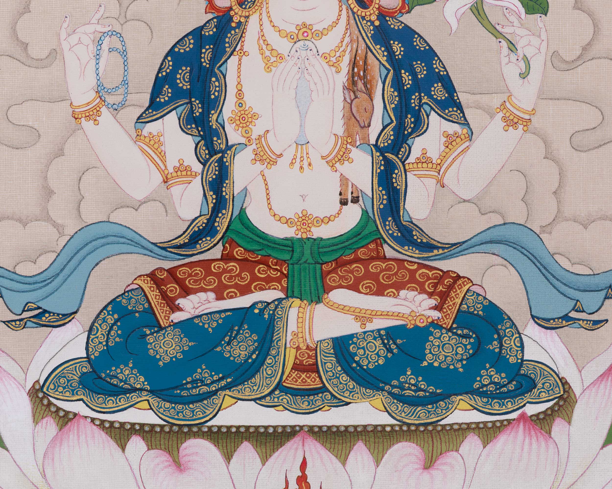 Himalayan Chenrezig Art | Sacred Avalokiteshvara Thangka | Compassion Deity