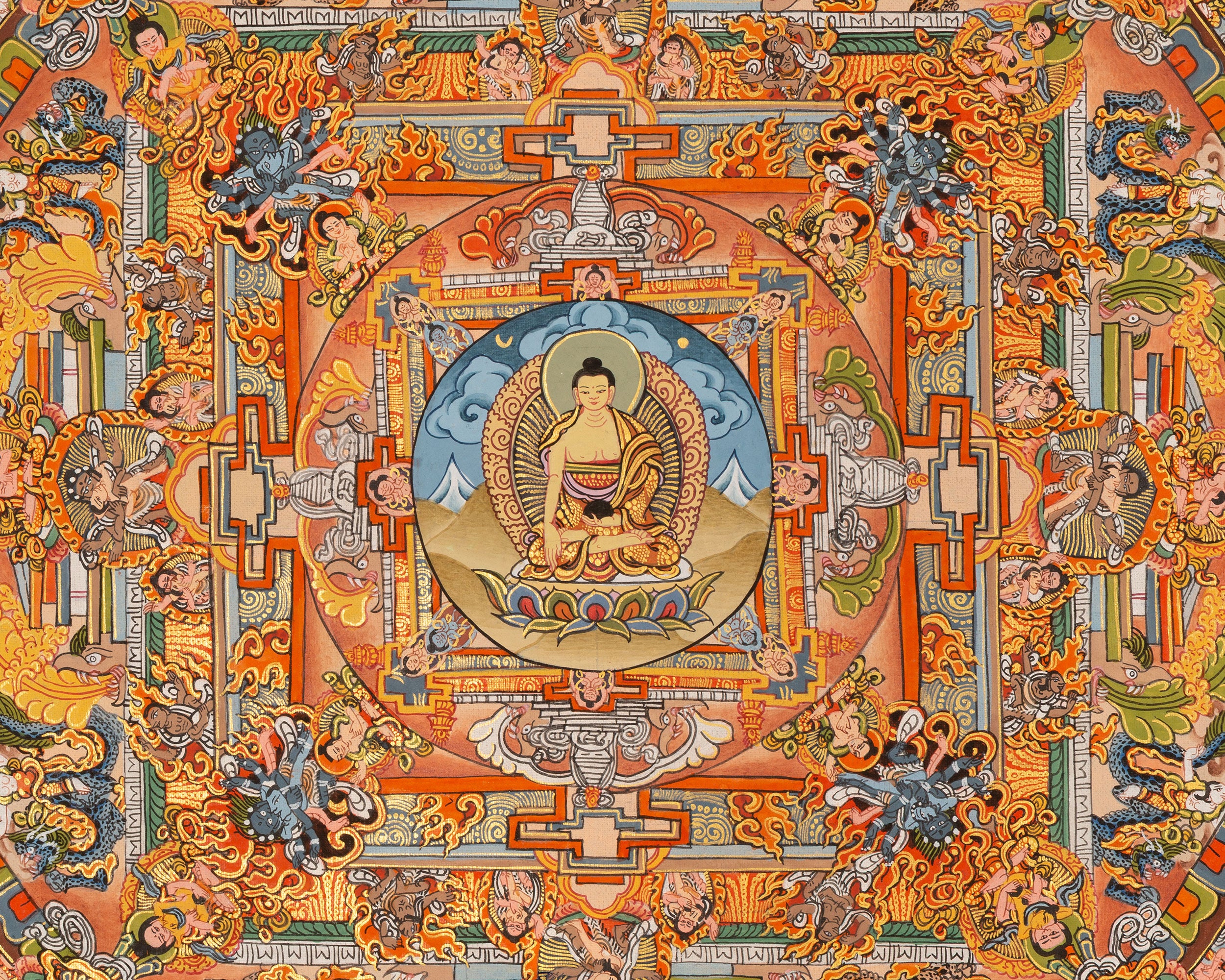 Hand Painted Buddha Mandala Thangka | Meditation Mandala Painting