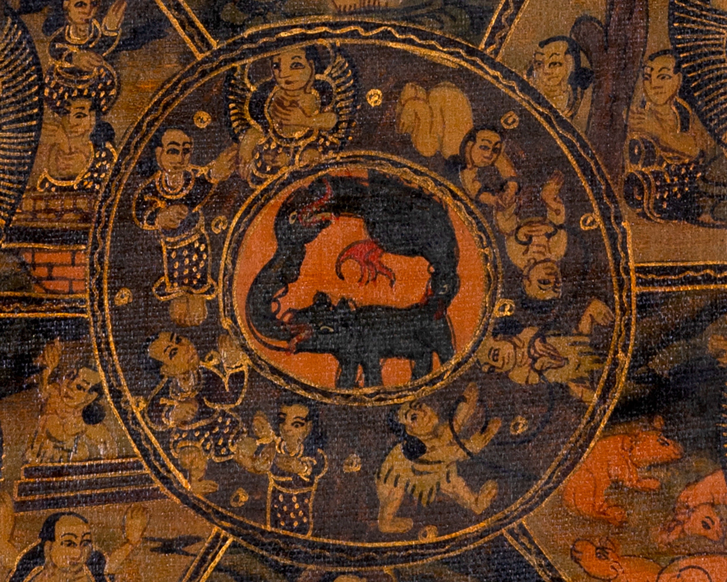 Oil Varnished Wheel Of Life | Traditional Buddhist Thangka | Wall Decors