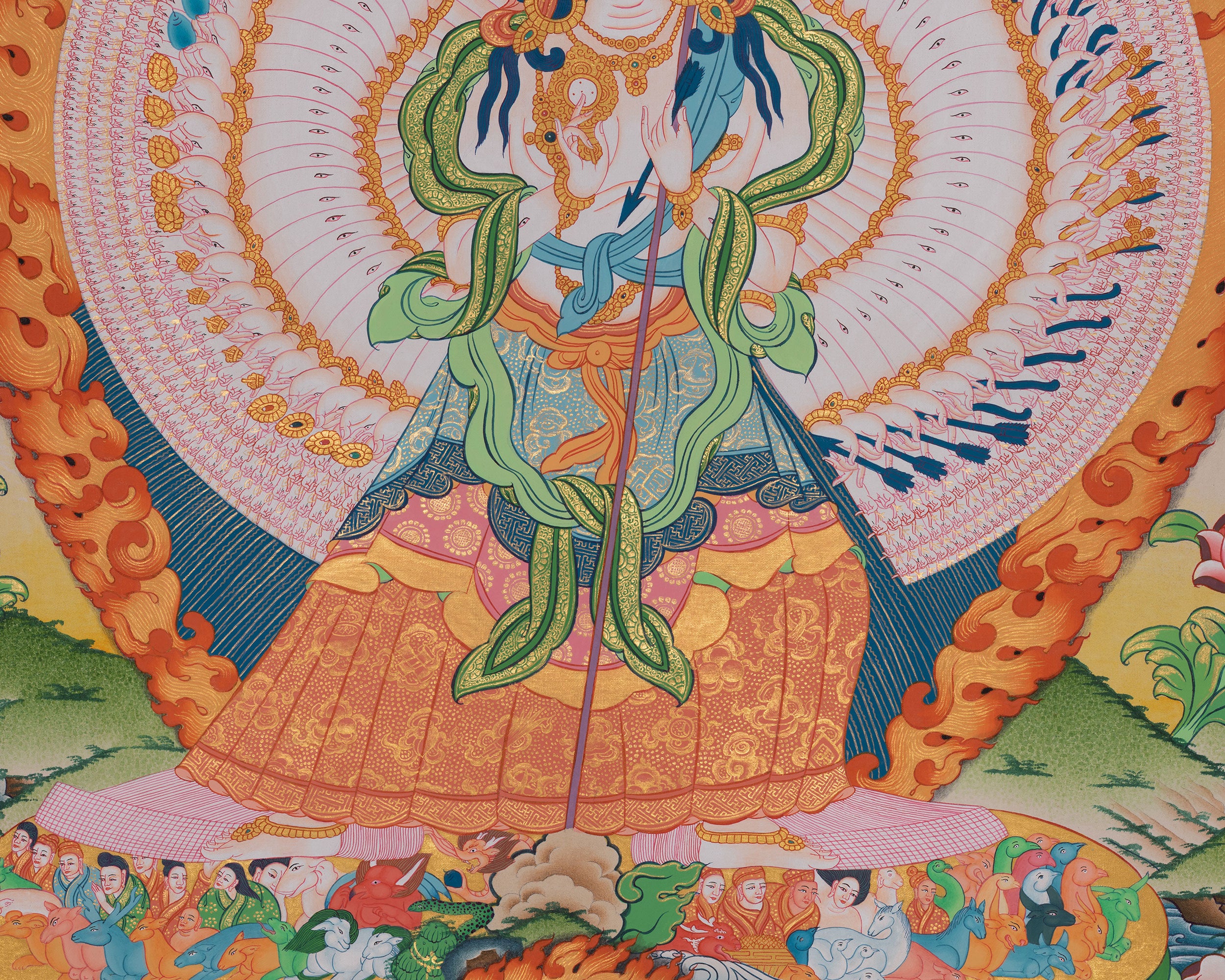 1000-Armed Dukkar Thangka | Tibetan Guardian Deity
