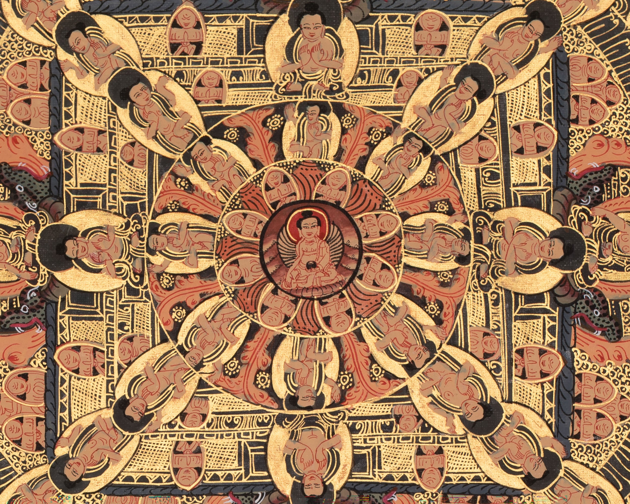 Buddha Shakyamuni Mandala Thangka | Buddhist Mandala Art Featuring Historical Buddha