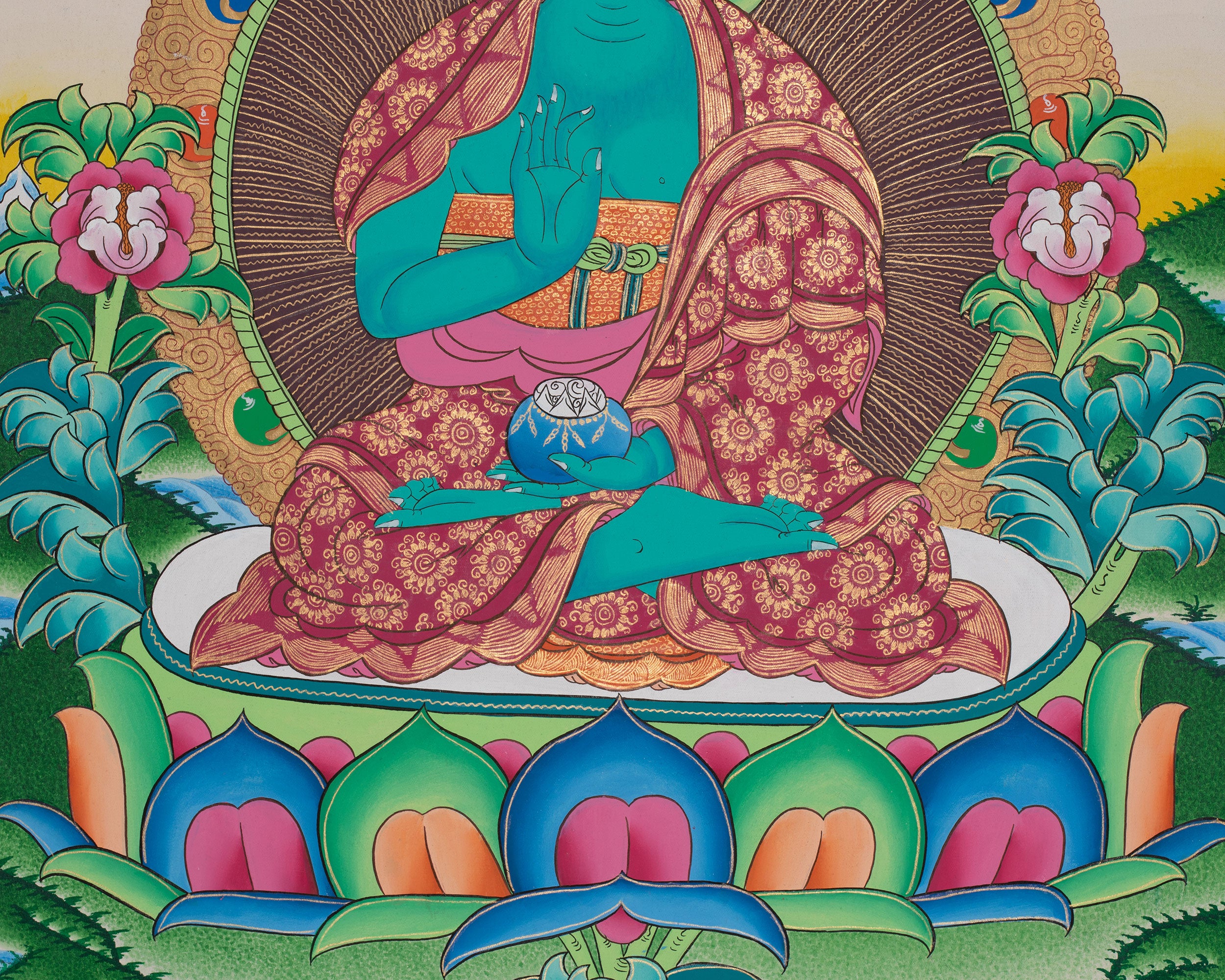 Original Hand-Painted Amogsiddhi Thangka | Tibetan Buddhist Thangka |
