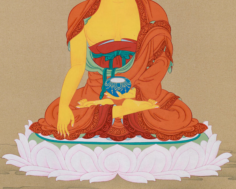 Refined Minimalist Dhyani Buddha Shakyamuni - The Awakened One Thangka