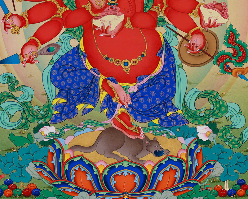 12-Armed Ganesh Thangka Print | Ganapati Artwork | Traditional Tibetan Art