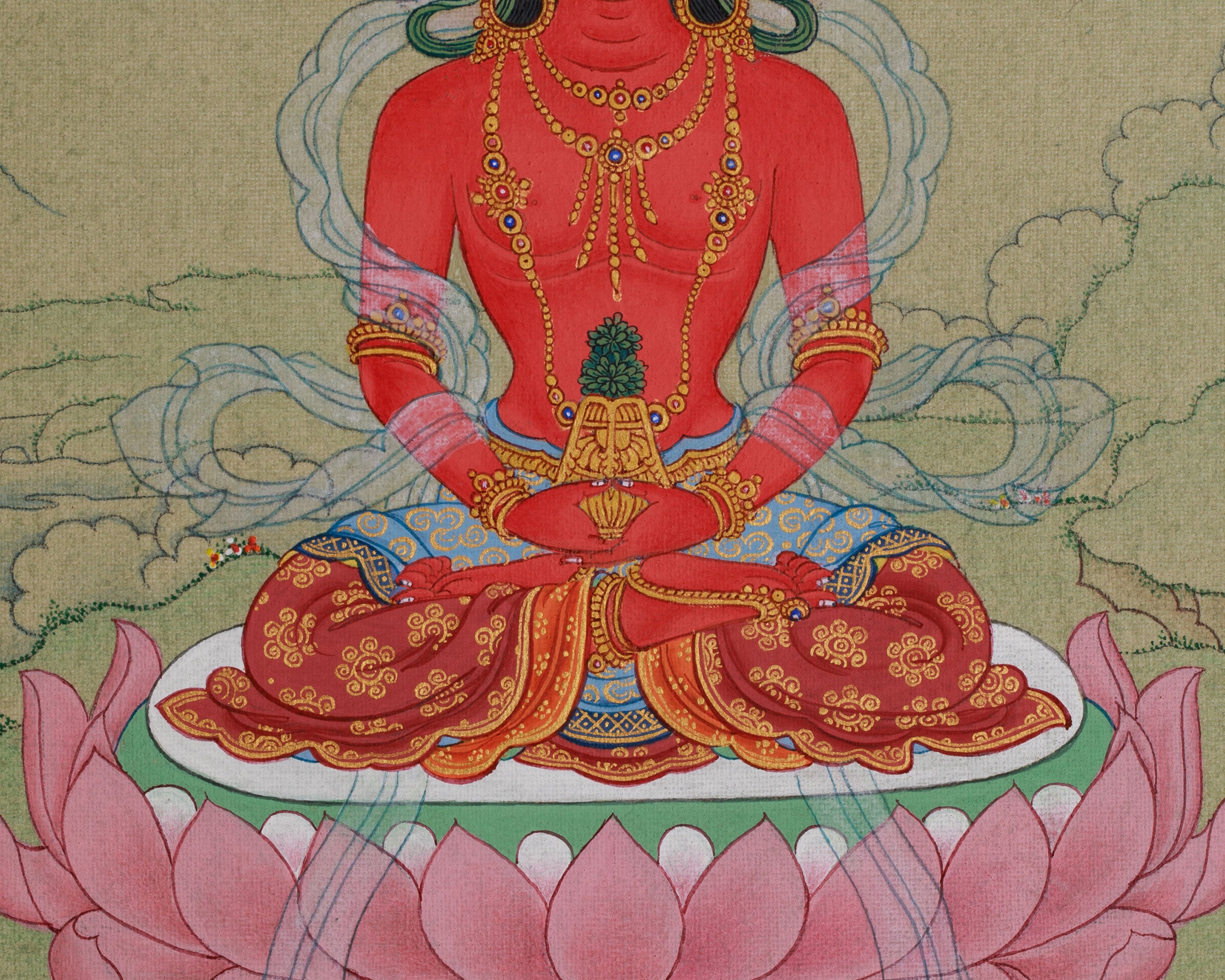 Traditional Thangka of Amitayus | Buddha of Infinite Life and Longevity