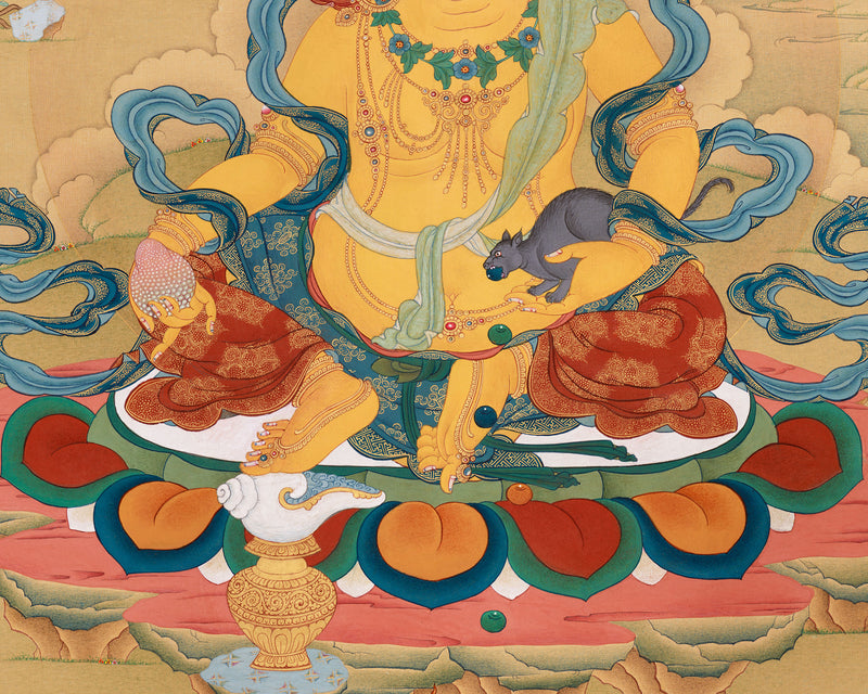 Exquisite Wealth Deity Dzambhala Thangka | Himalayan Art