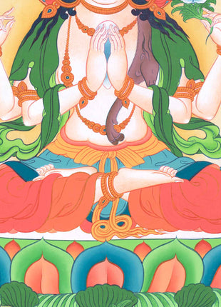 Tibetan Avalokiteshvara (Chenrezig) Art | Wisdom Bodhisattva | Dhyani Buddhas