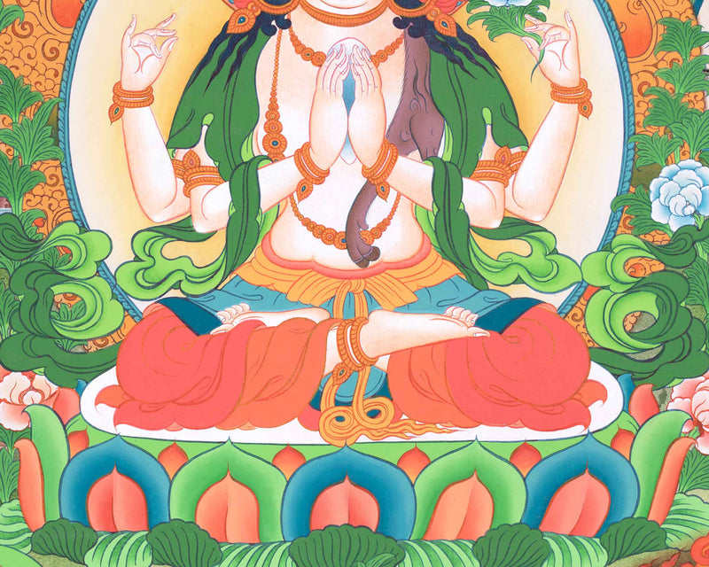 Tibetan Avalokiteshvara (Chenrezig) Art | Wisdom Bodhisattva | Dhyani Buddhas