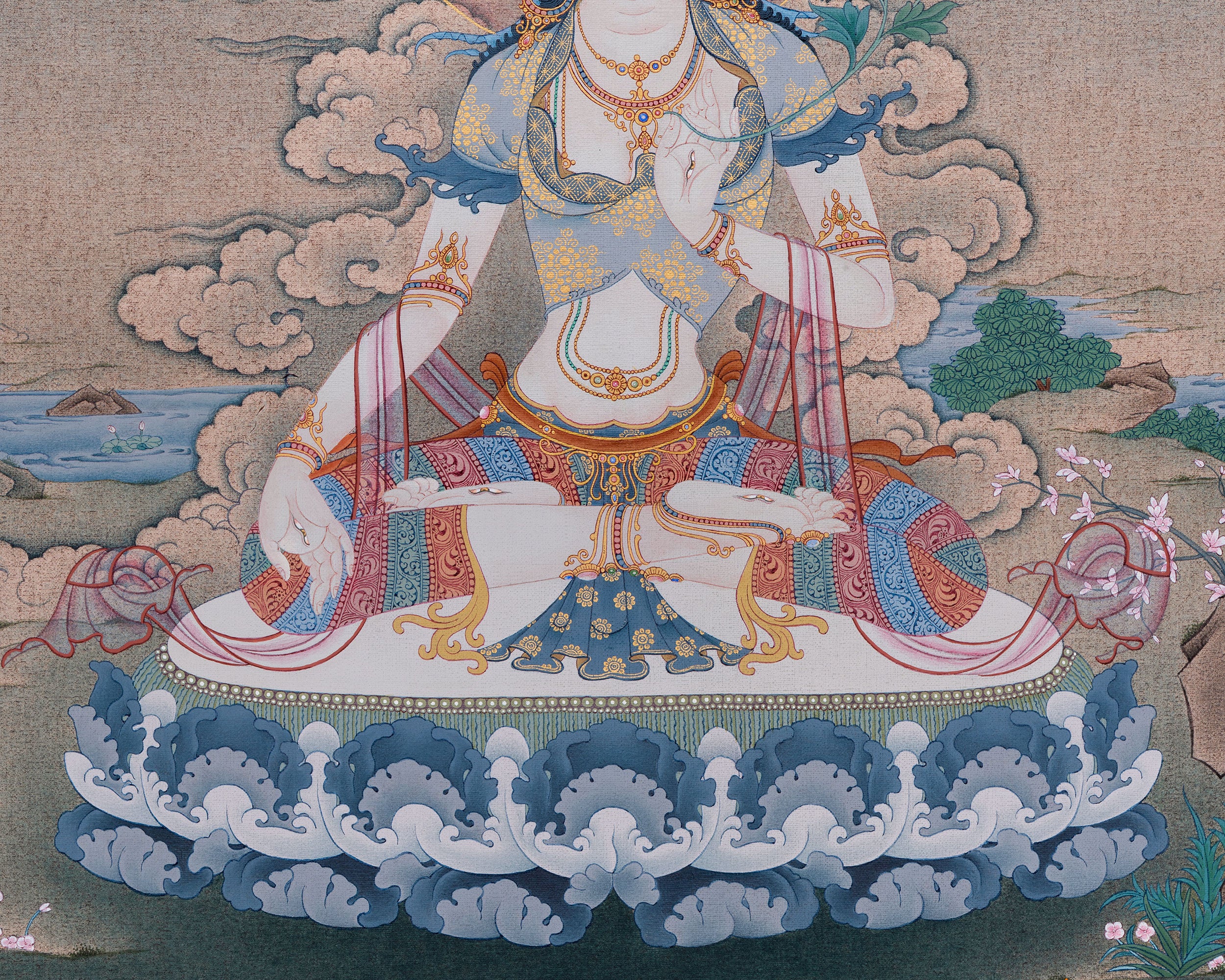 Bodhisattva White Tara Canvas Print | High-Quality Giclée Art of Protection Deity