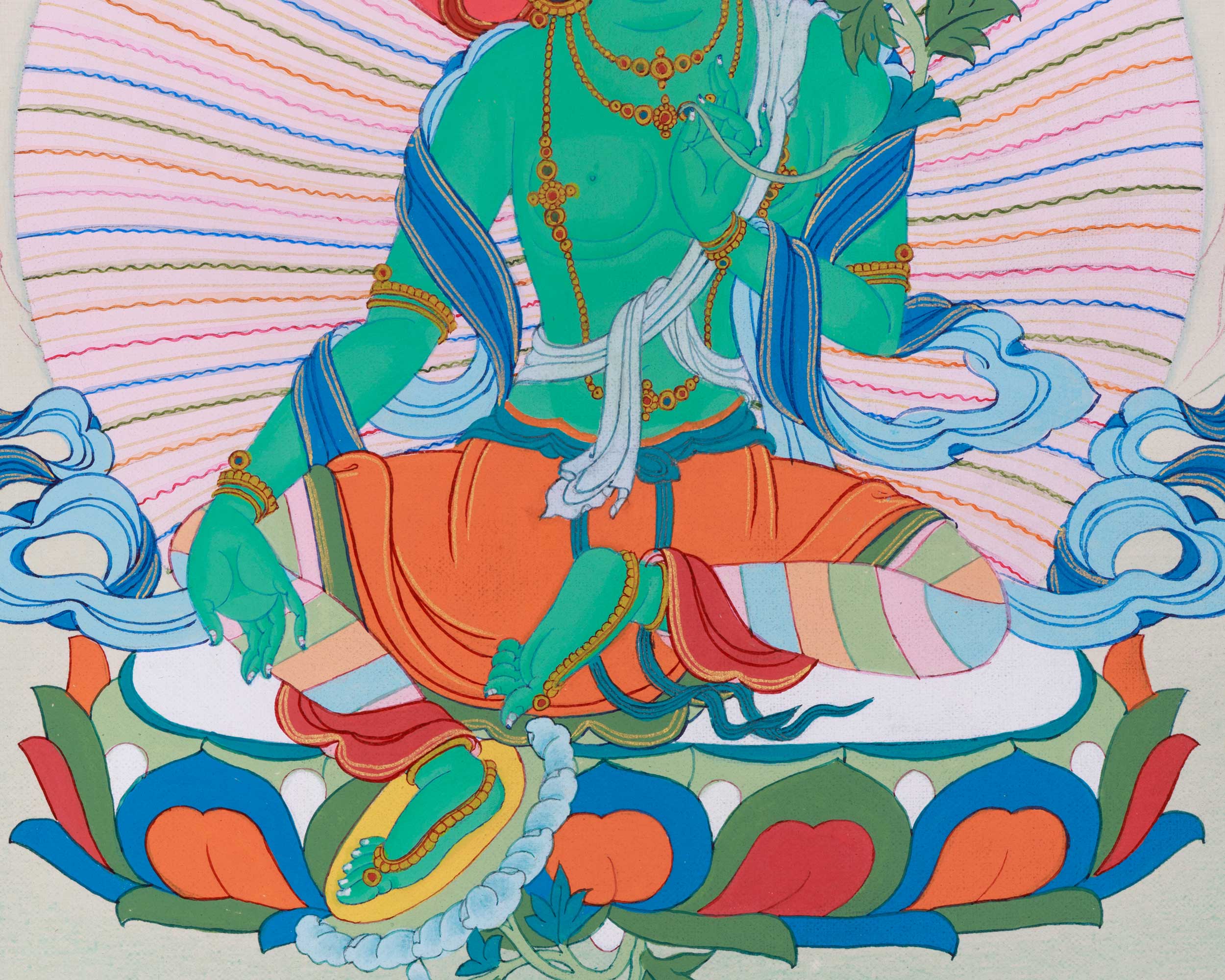 Green Tara Thangka, Traditional Art