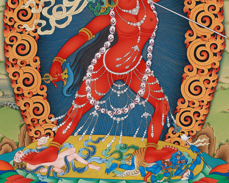 Vajrayogini Thangka Print | Traditional Dakini Canvas Art | Wall Decors
