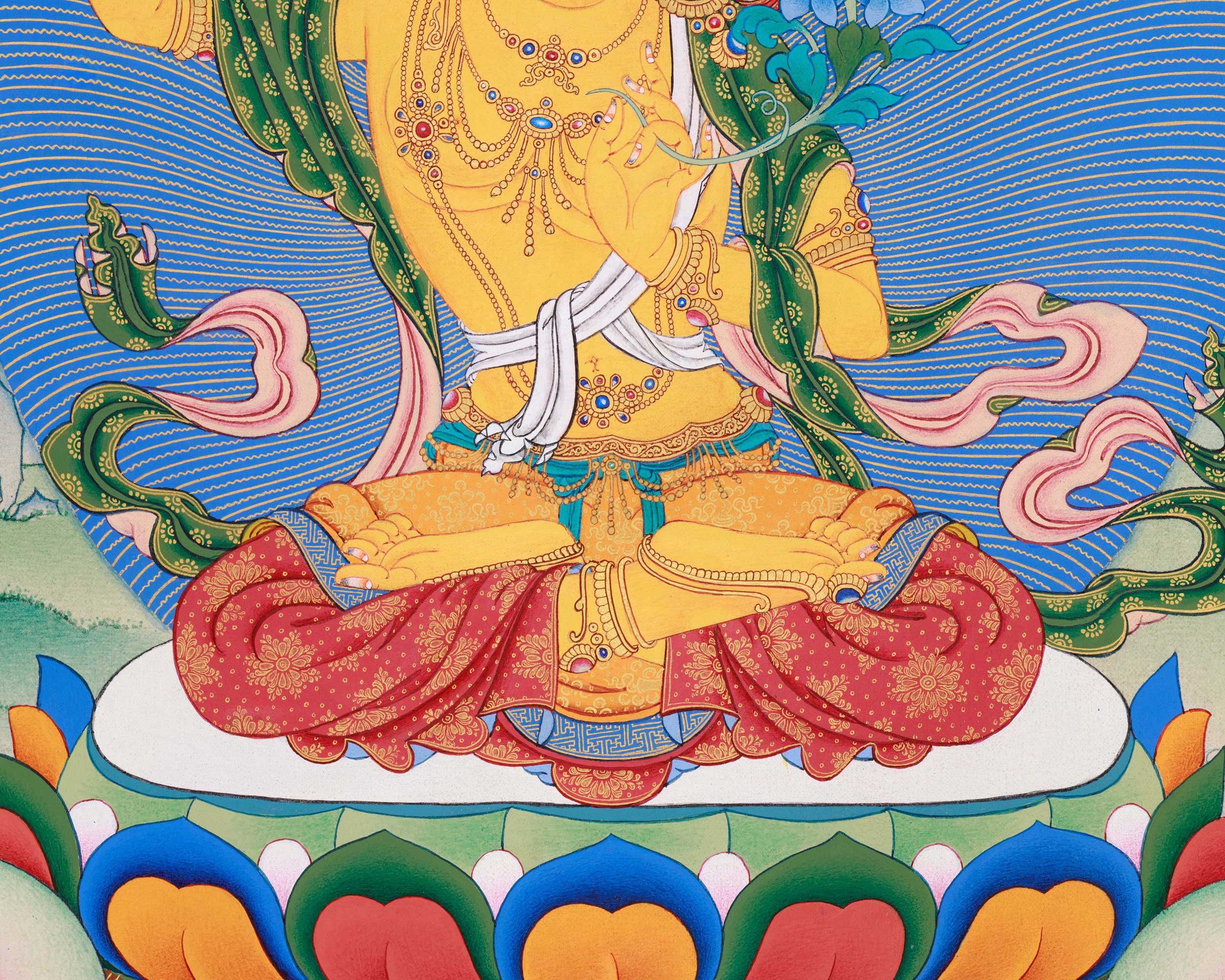 Bodhisattva Manjushree Thangka Print | Bodhisattva of Wisdom | Wall Decors