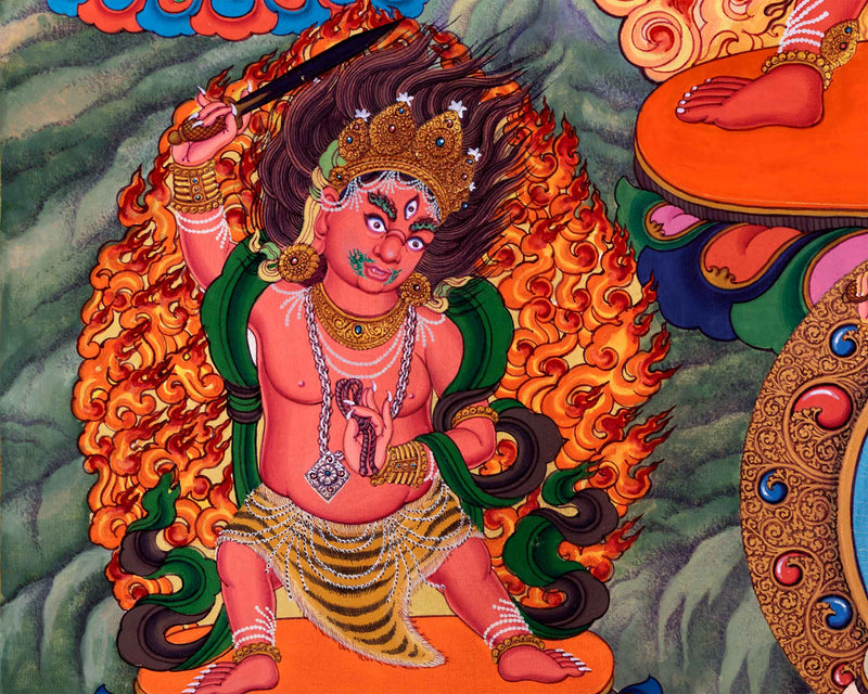 Goddess Vajrayogini Meditation Large Asian Canvas Art Print | Vajrayogini With Green Tara, White Tara, Manjushri