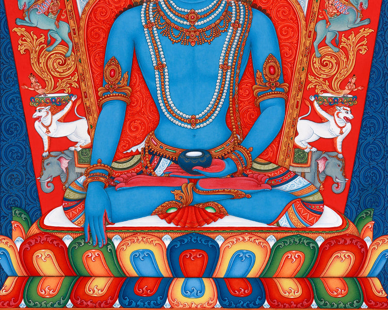 Akshobhya Thangka Print | High-Quality Artwork Capturing the Divine Blue Buddha Essence