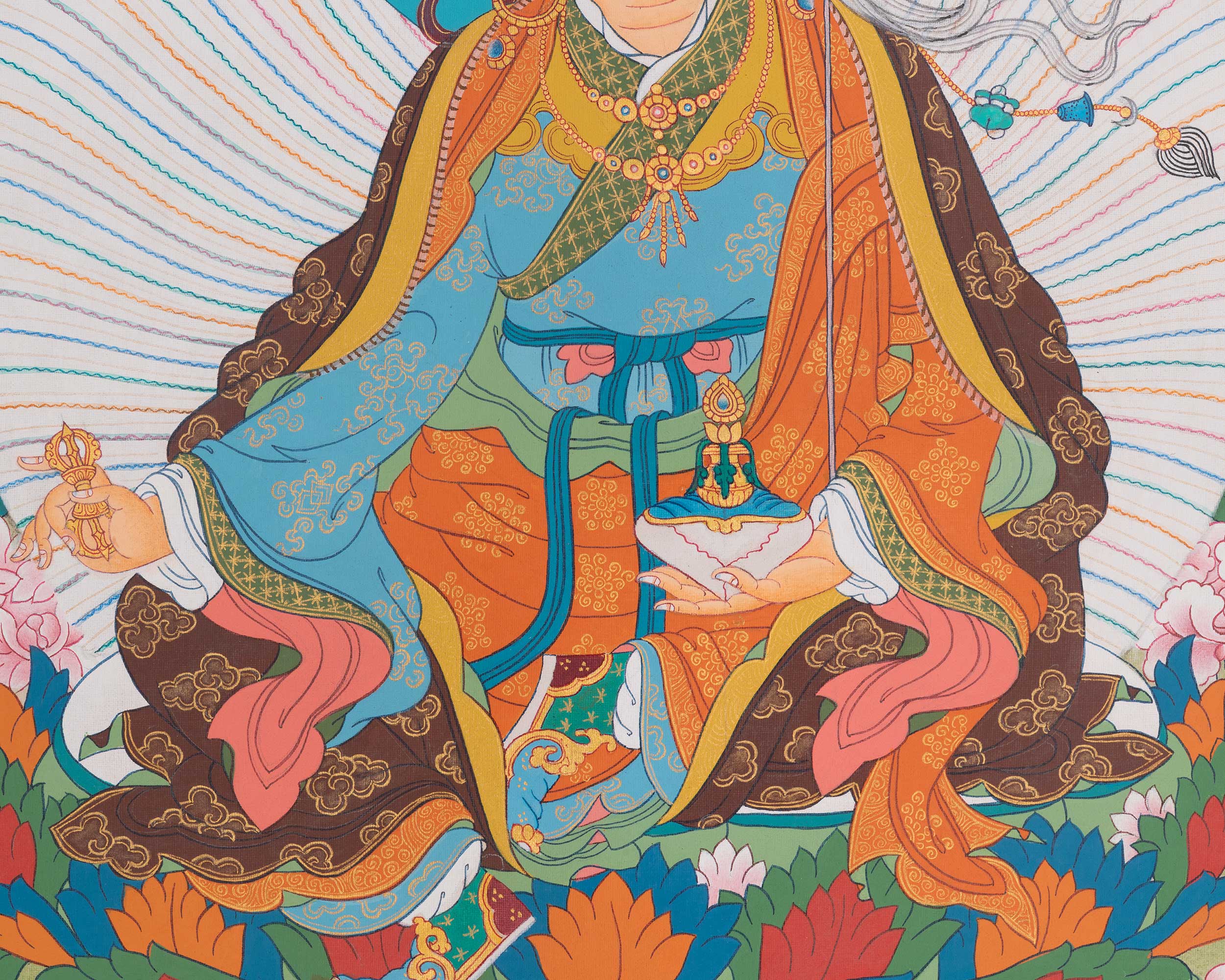 Guru Rinpoche Tibetan Art | Padmasambhava Sacred Artwork | Thangka Painting