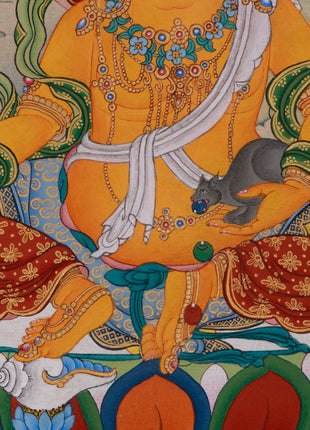 Powerful Wealth Deity, Jambhala | Thangka Painting for Prosperity