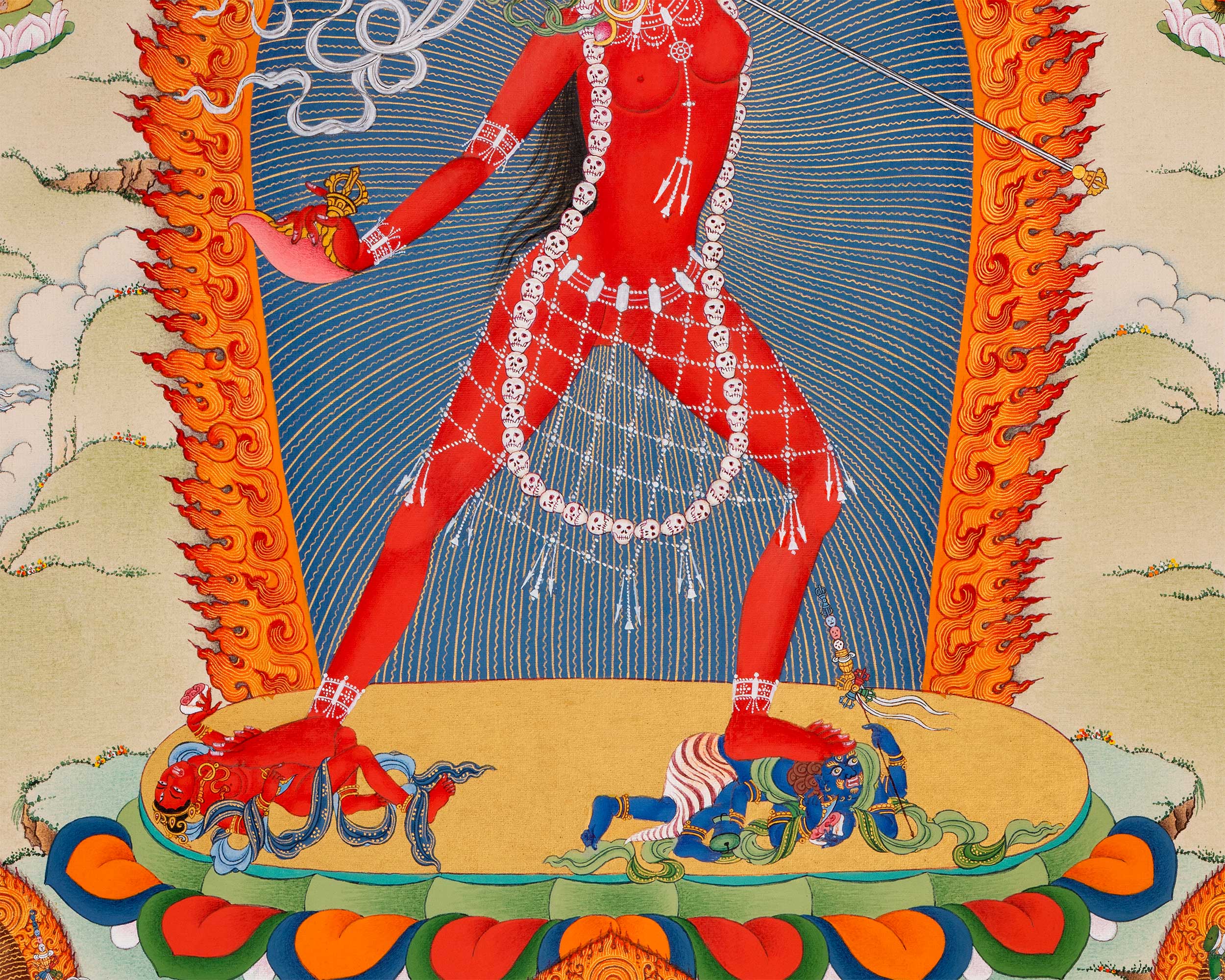 Canvas Print of Vajrayogini with 8 Dakini Thangka | Rare Vajrayana Deities Depiction | High-Quality Print