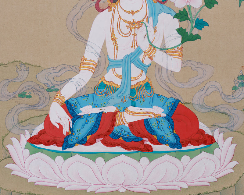 Tibetan Bodhisattva Tara | Seven-Eyed Goddess, White Dolma Artwork