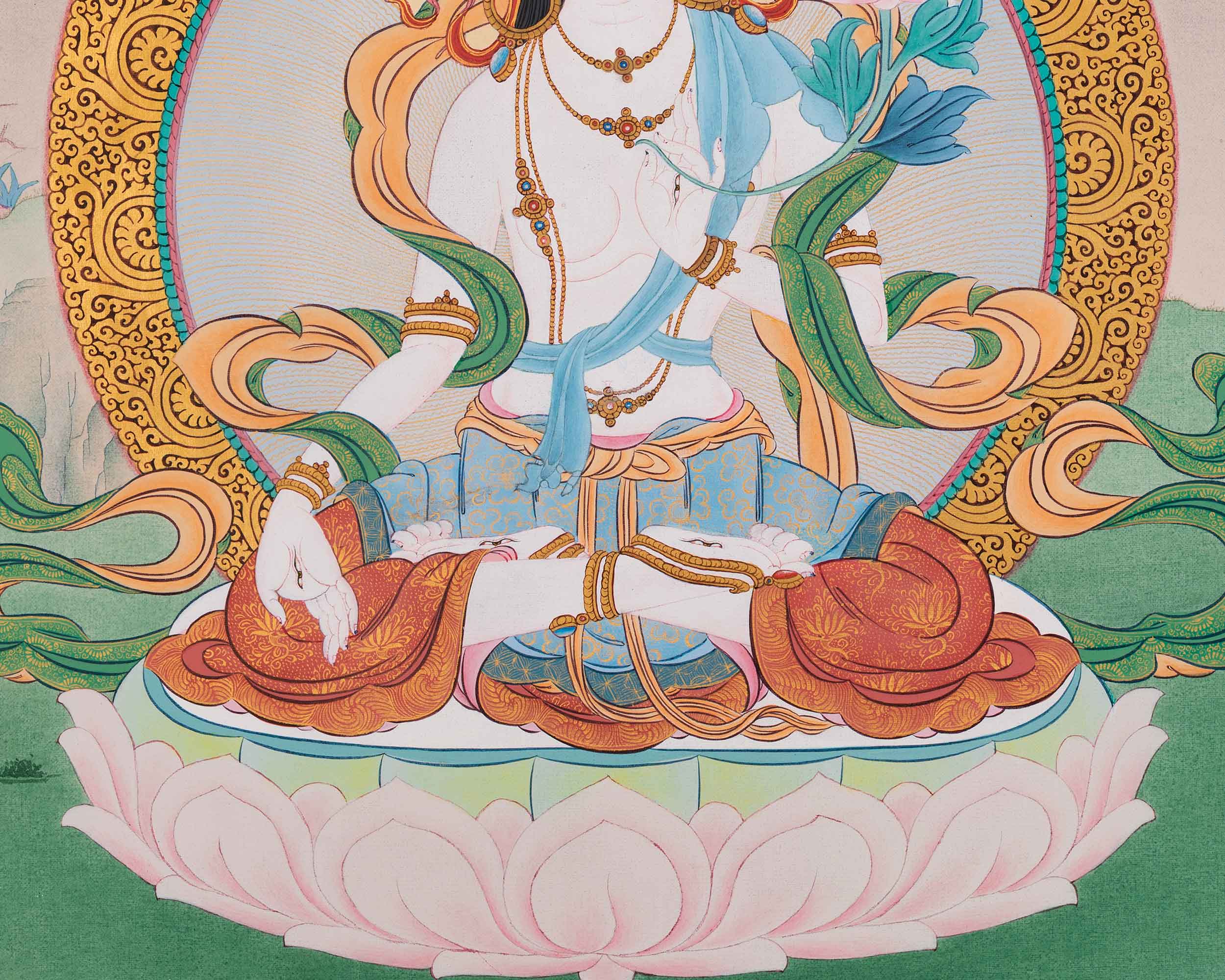 Goddess White Tara Giclee Canvas Print | Female Bodhisattva