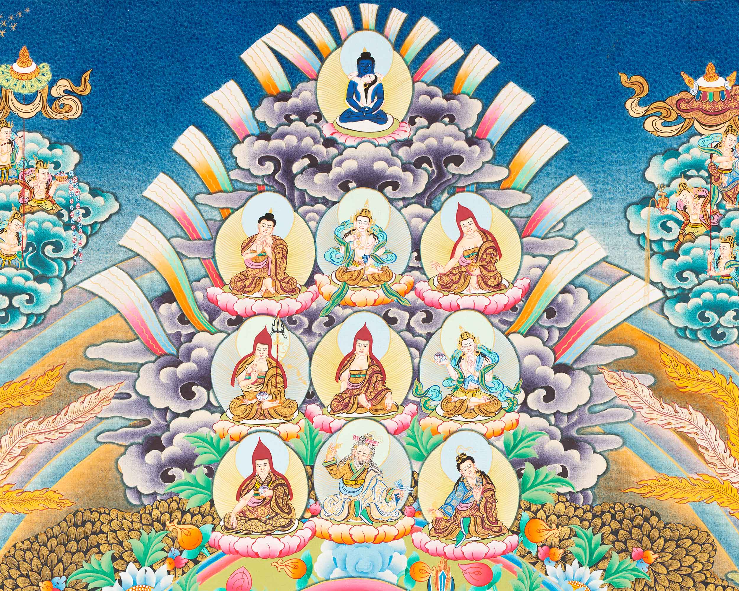 Guru Padmasambhava Giclee Print For Spiritual Room Decor | The Lotus Born Master Rinpoche Thangka