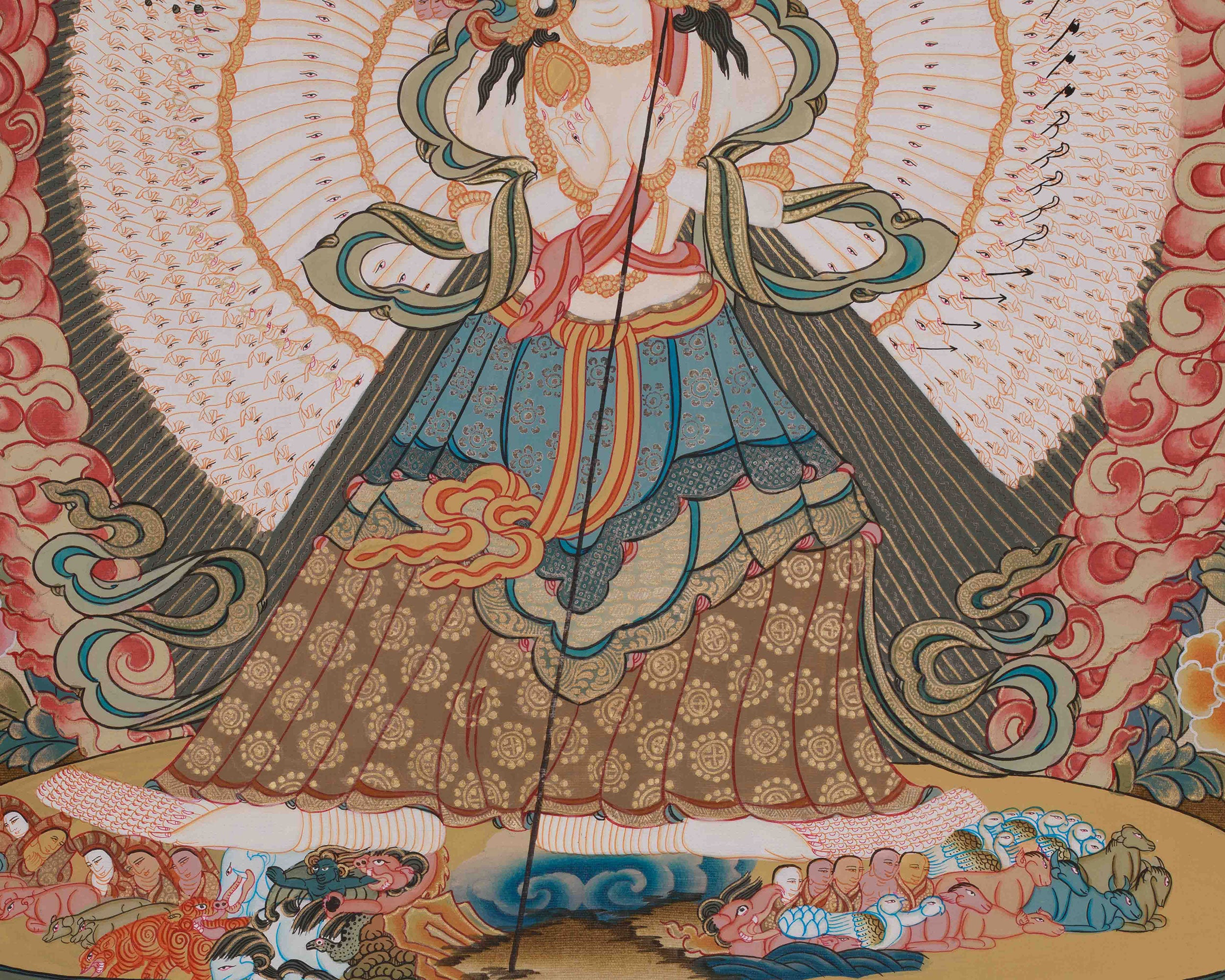 1000 Armed Dukar Thangka | Sitatapatra White Umbrella Goddess Art