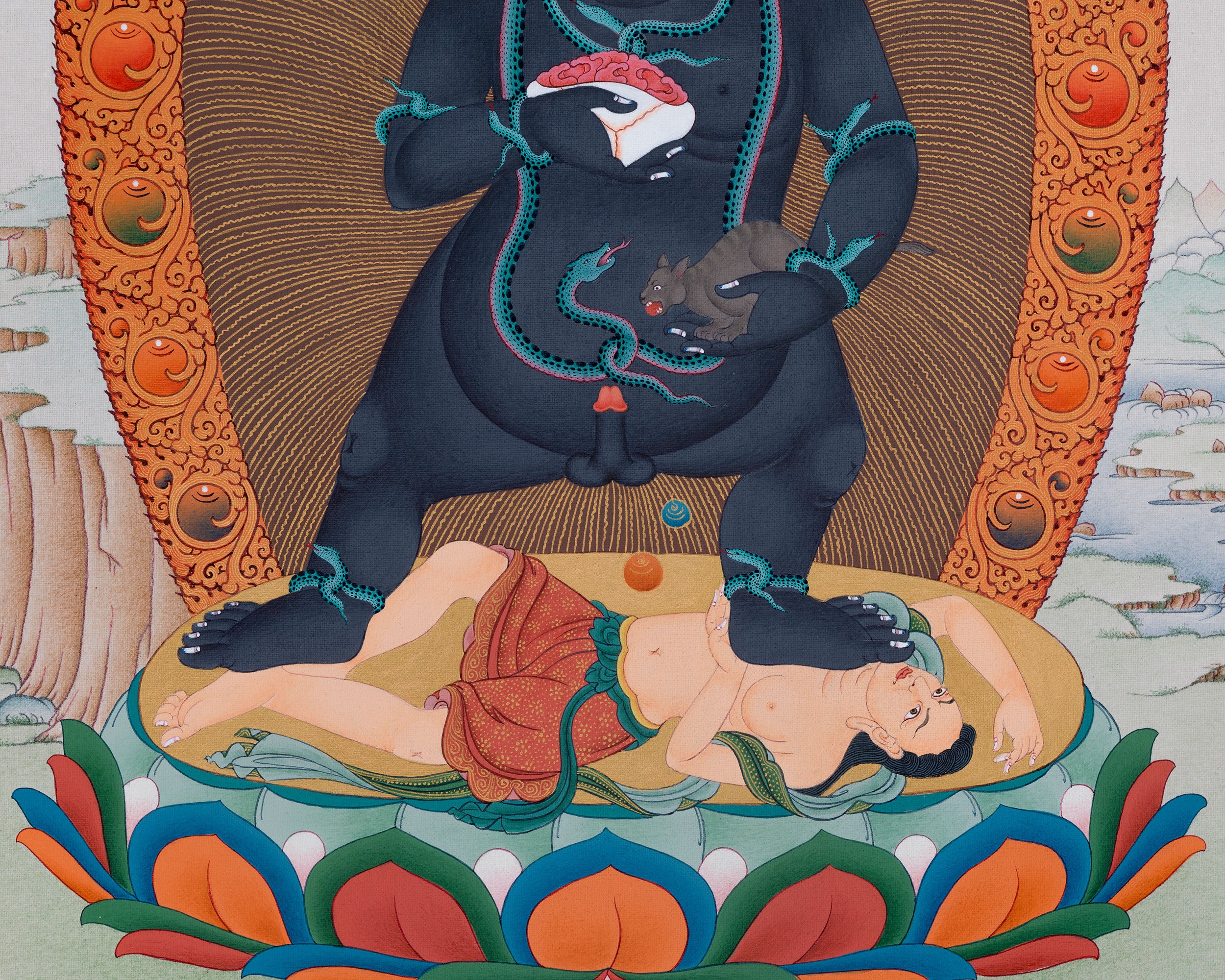 Black Dzambhala Print | Tibetan Buddhist Deity of Wealth