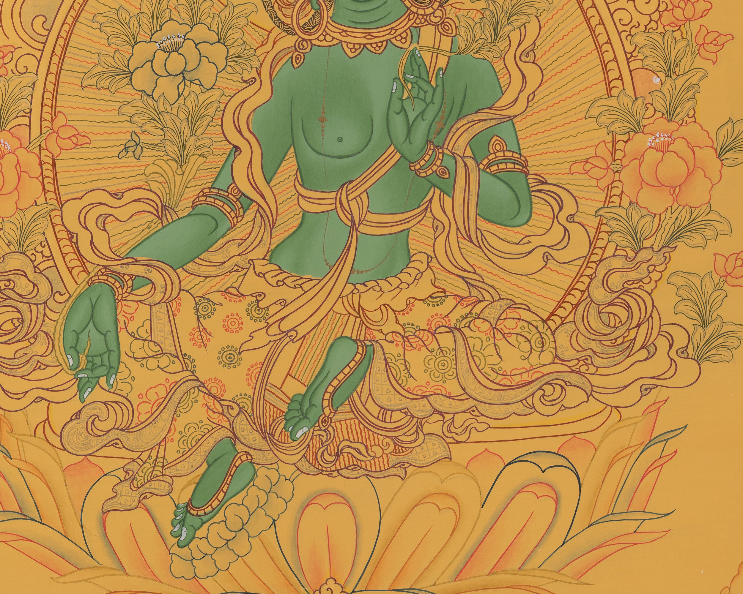 Mother of Liberation, Green Tara Thangka | Female Buddhist Deity