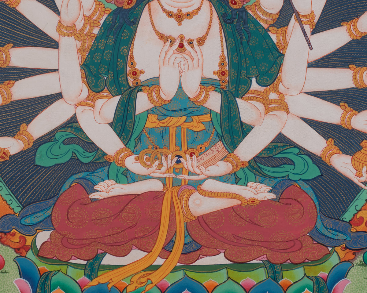 Cundi Artwork | Sacred Himalayan Buddhist Painting of Compassion and Wisdom
