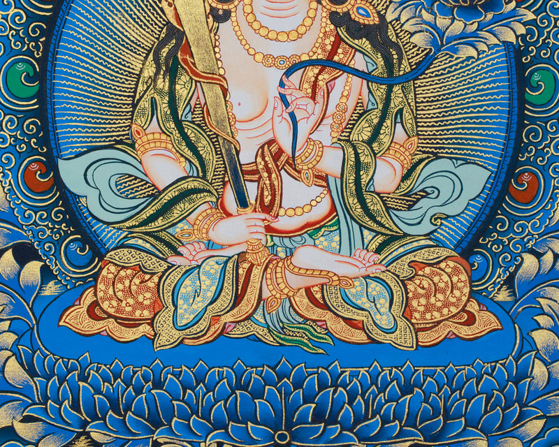 Thangka of Bodhisattva Manjushri | Tibetan Buddhist Wisdom Deity