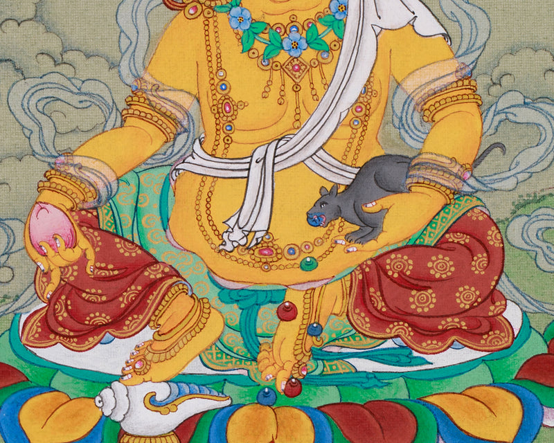 Small Dzambhala Thangka | Symbol of Abundance and Compassionate Wealth