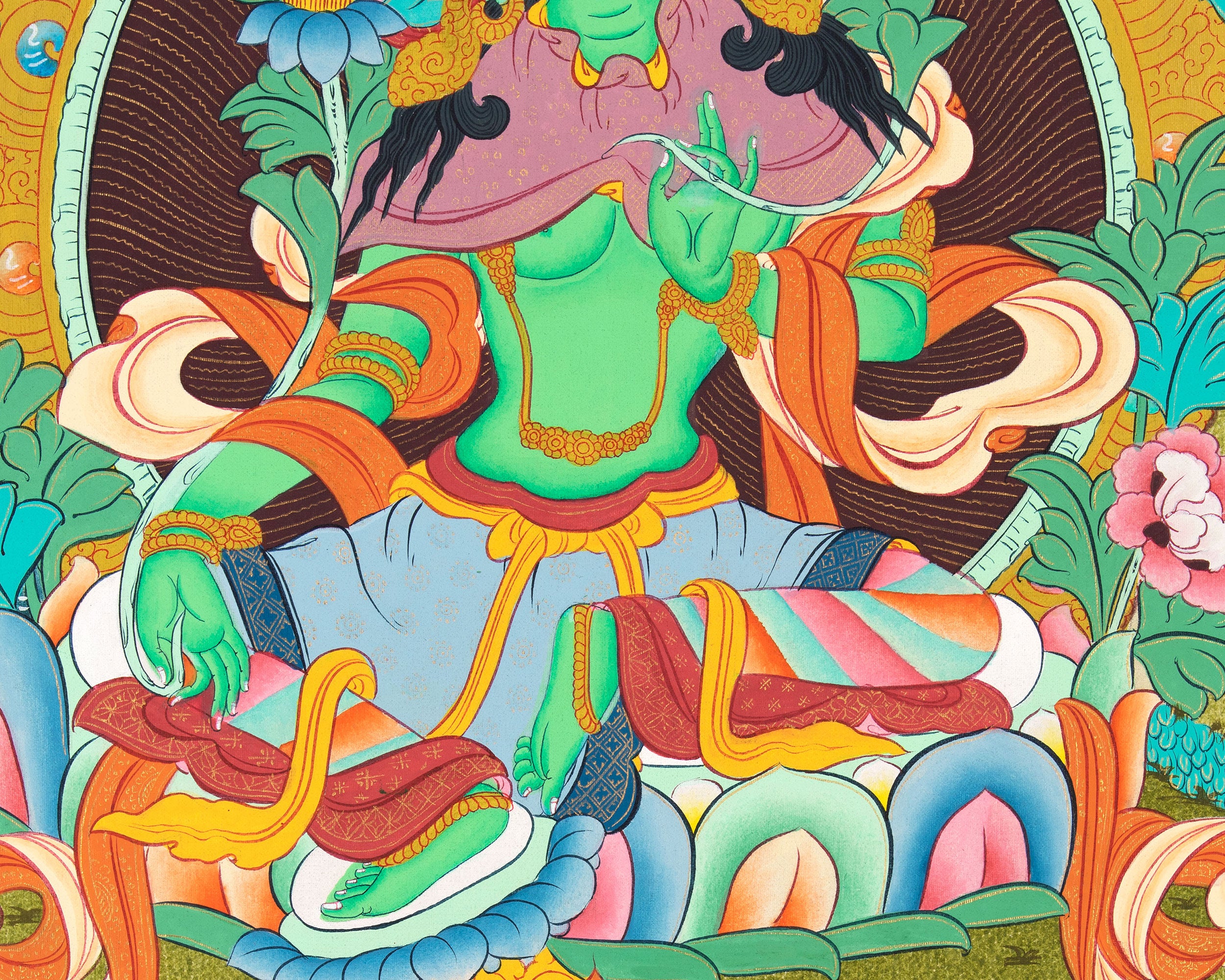Traditional Tara Artwork | Sacred Green Tara Thangka