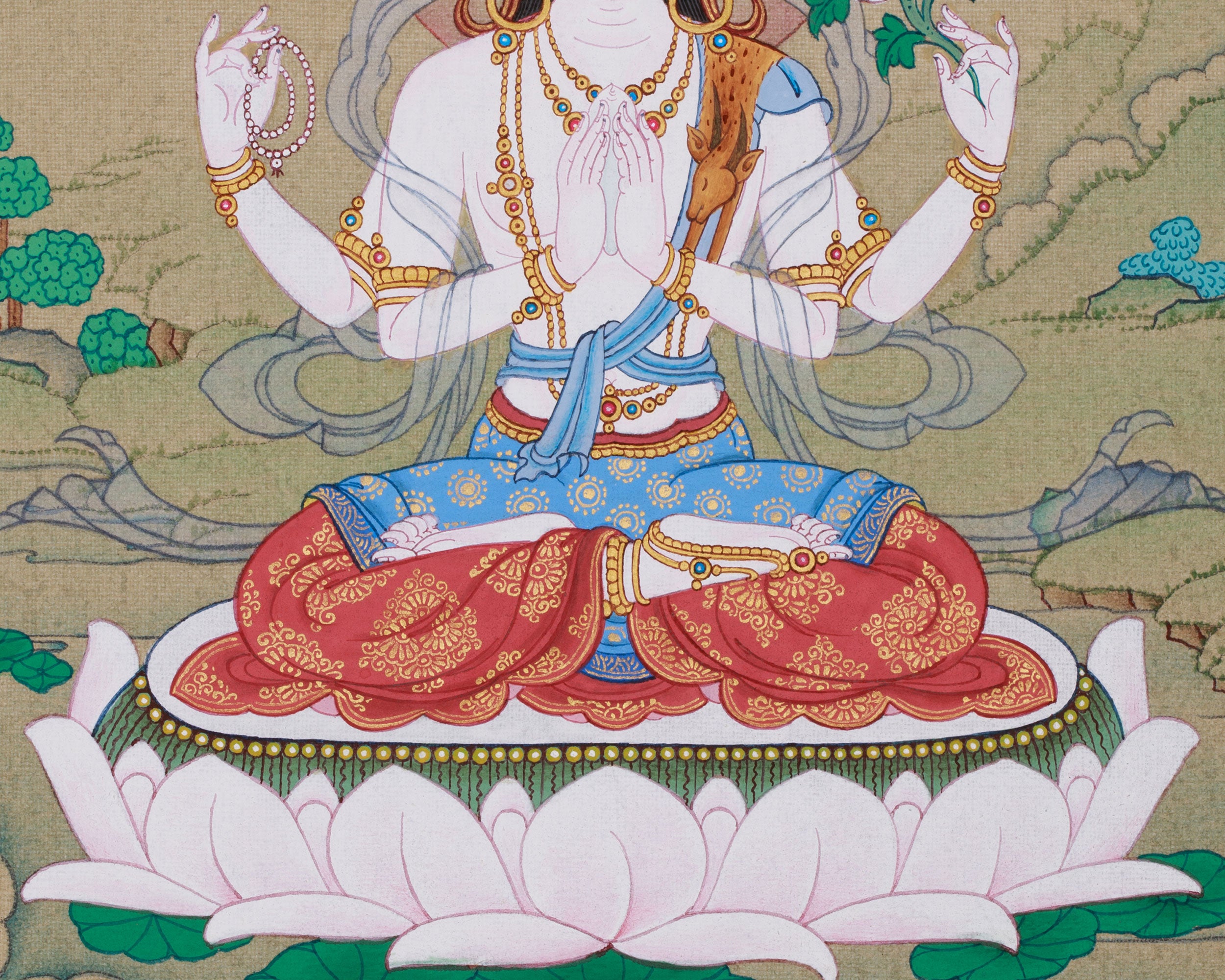Traditional Avalokiteshvara Thangka | Compassion Deity