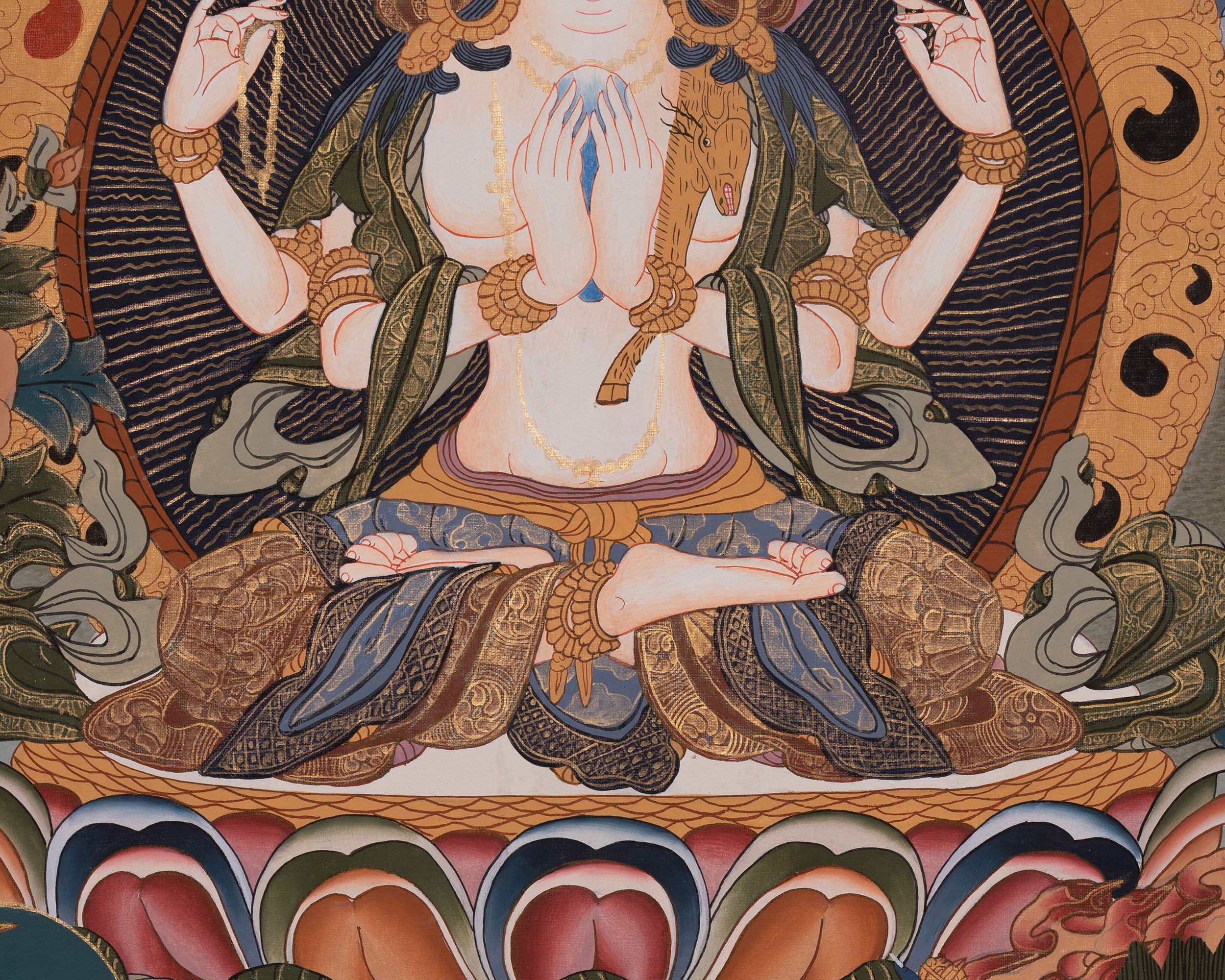 Original Hand painted Chengrezig Tibetan Thangka | Avalokiteshvara Painting