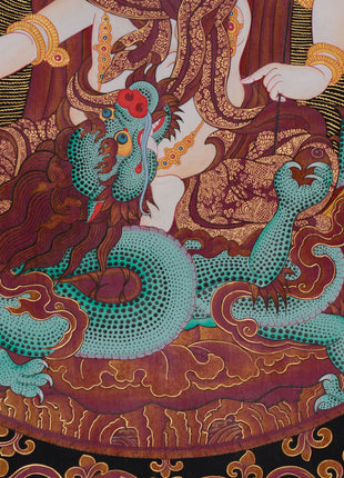White Dzambhala Thangka | The Guardian of Wealth and Fortune