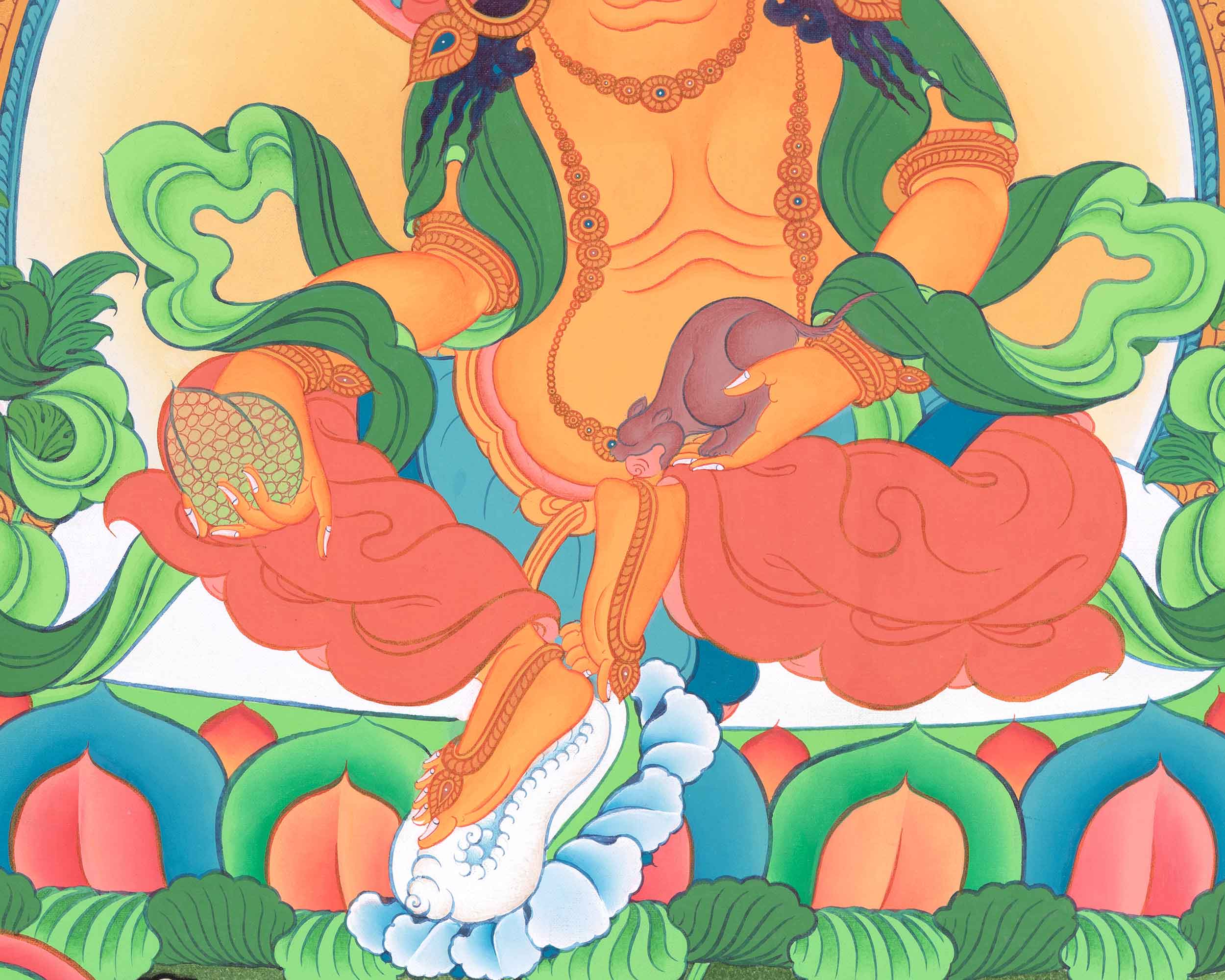5 Dzambhala Thangka Painting | Lords Of Wealth | Art For Wealth and Abundance