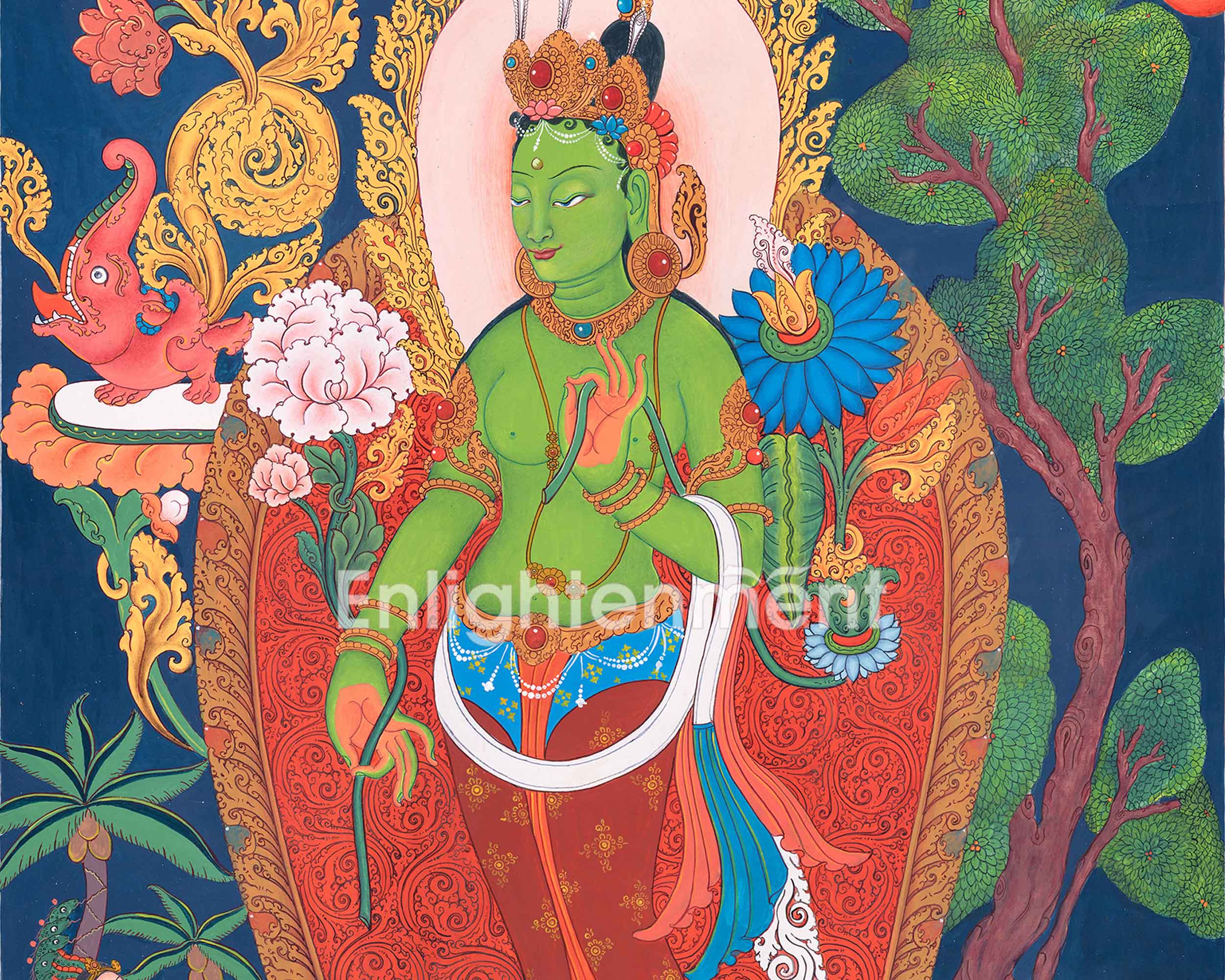 Traditional Arya Tara Thangka Painting | Mother Tara Goddess of Compassion