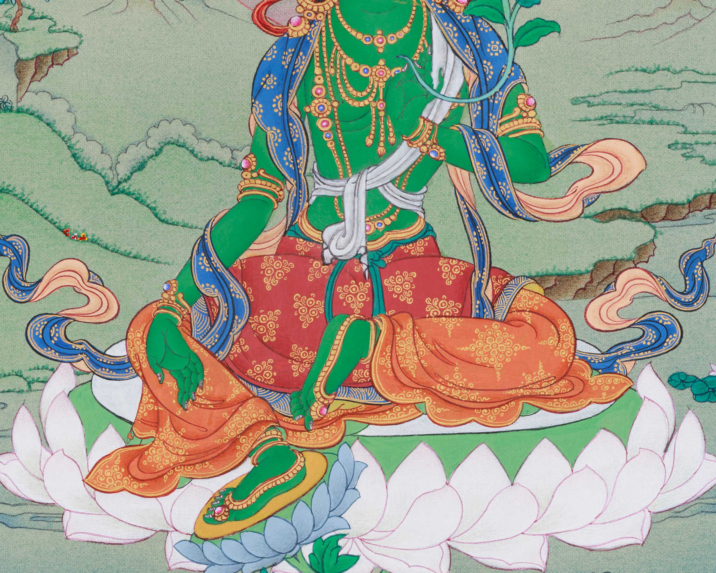 Green Tara Protection Thangka | Goddess of Peace and Healing