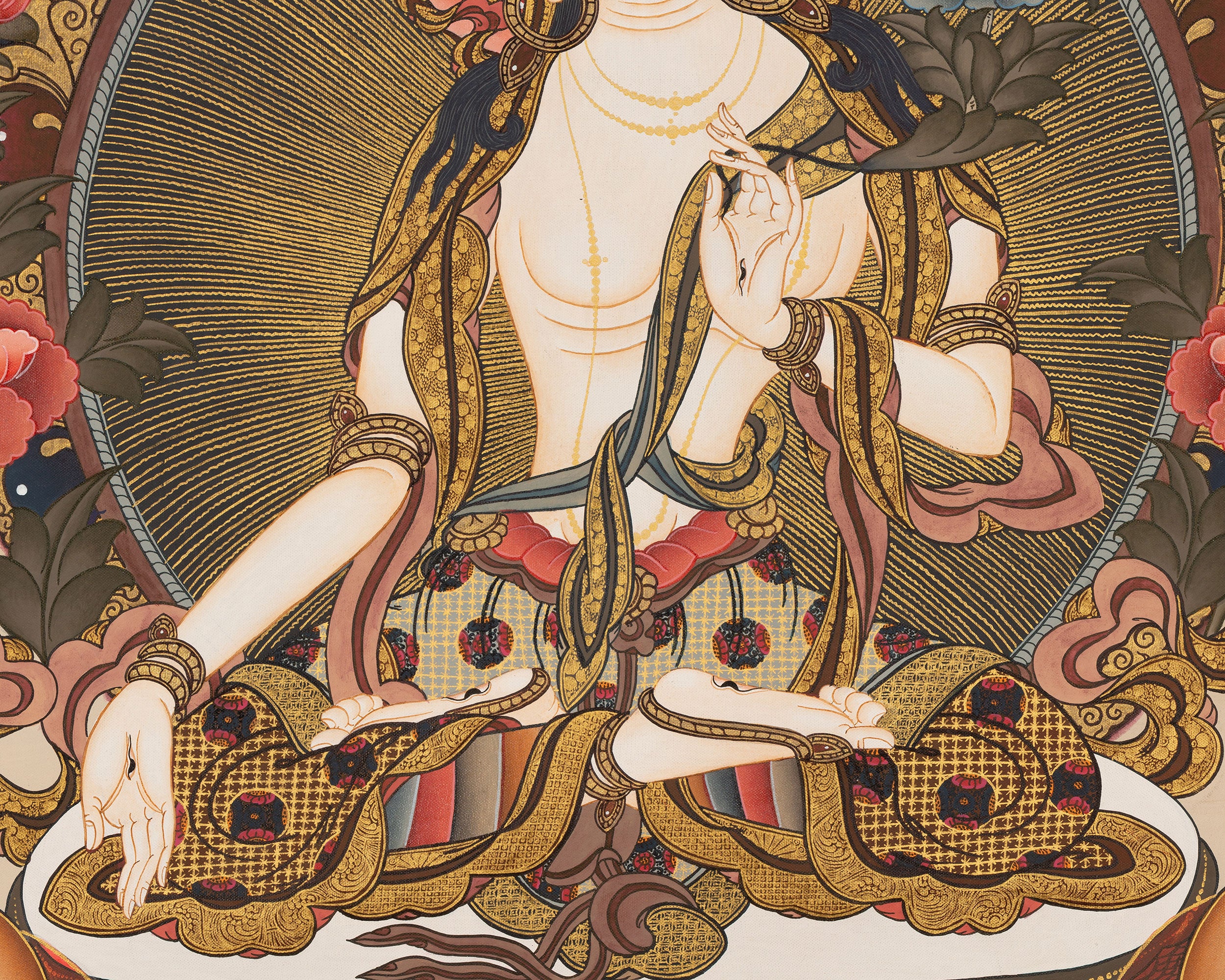Tibetan White Tara Thangka | Female Bodhisattva Art | Wall Decors
