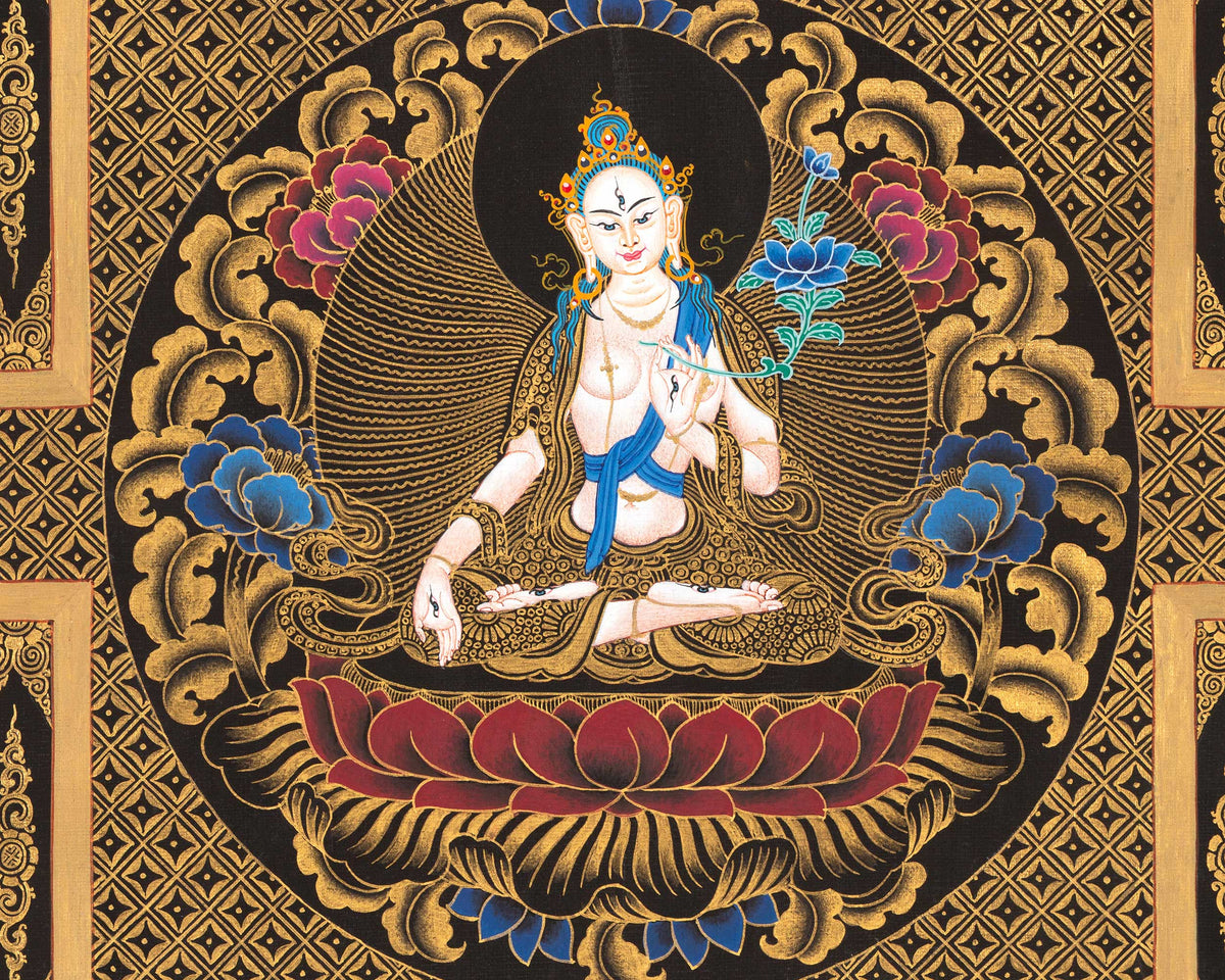 Arya Tara Mandala Thangka Painting | Original Hand Pained Art For Good Luck | Tibetan Wall Decoration Thangka Painting