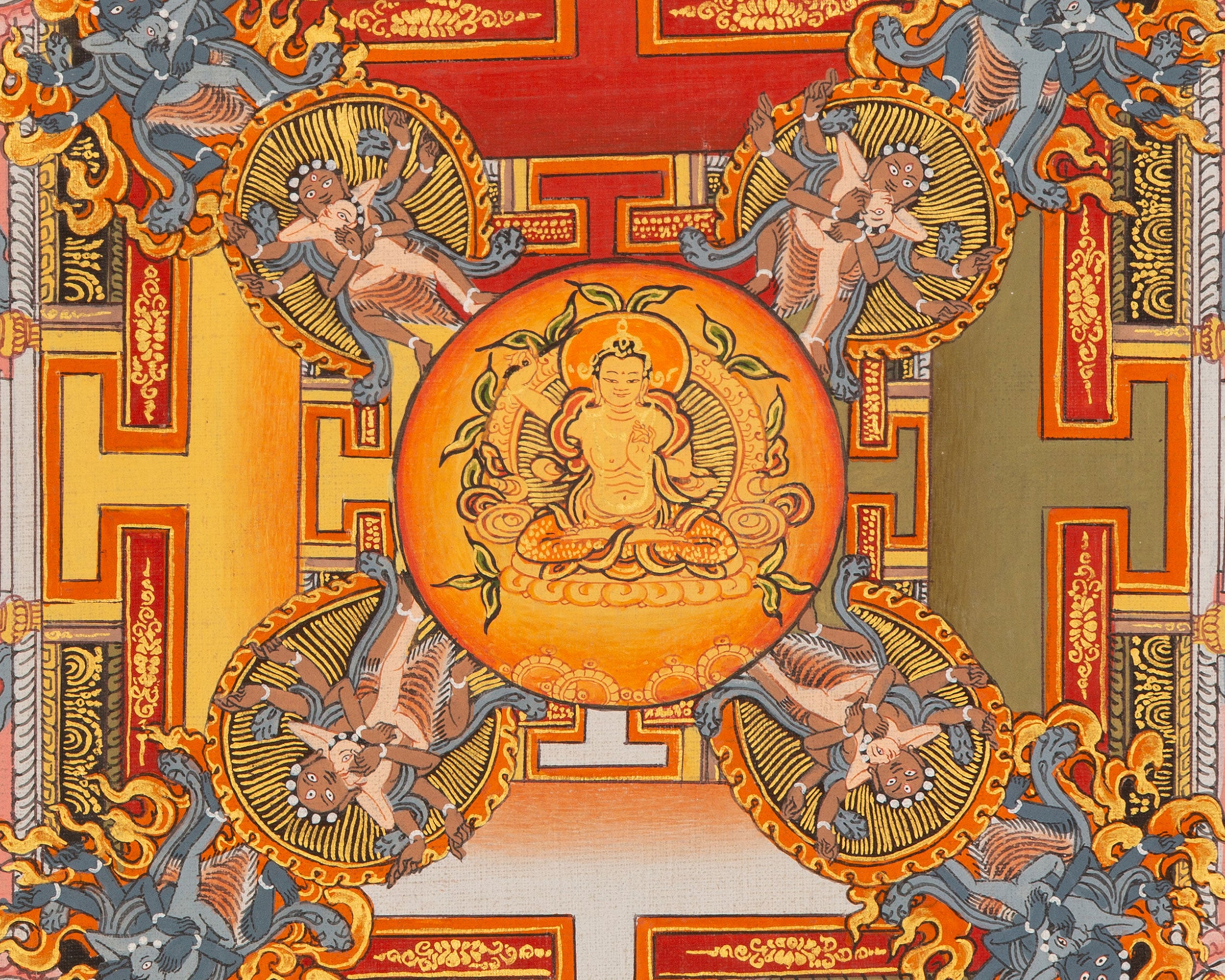 Traditional Mandala Art | Manjushri Thangka | Bodhisattva of Wisdom & Compassion