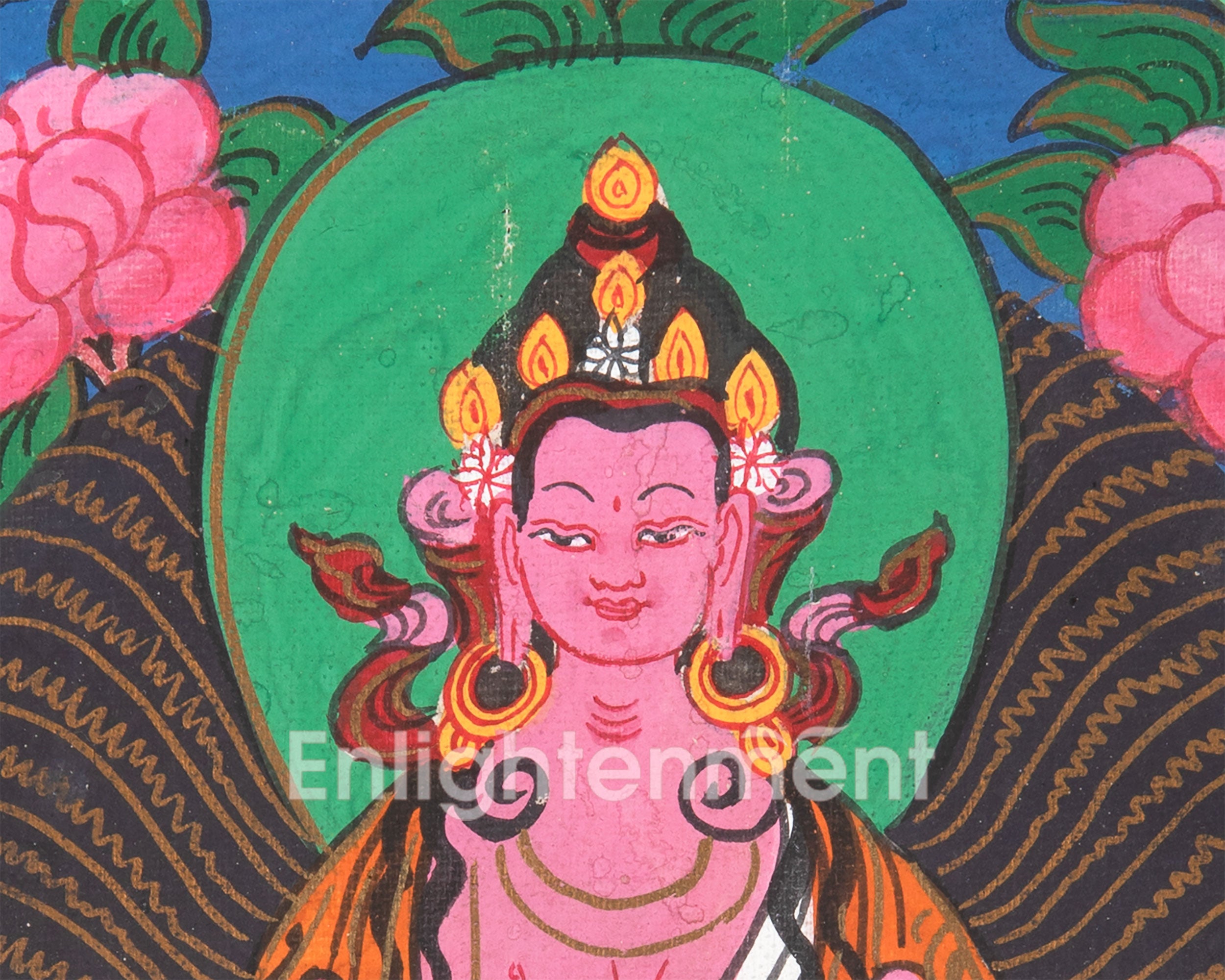 Vintage Amitayus Buddha Painting | Buddha of Longevity on Brocade