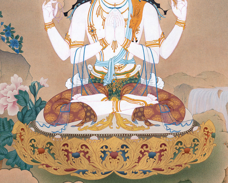 Sacred Chenrezig Thangka | The Embodiment Of Compassion