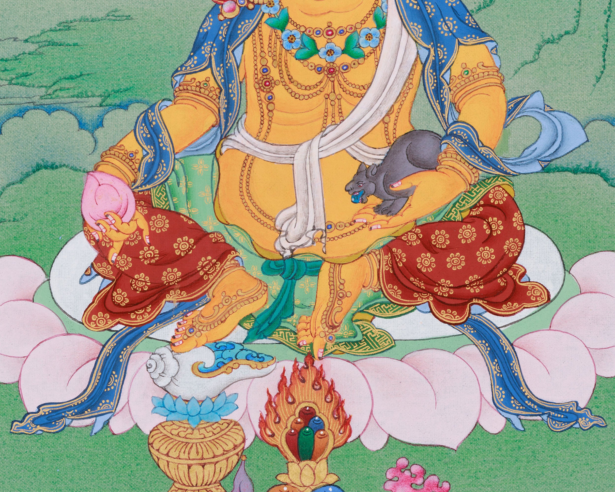 Dzambhala, Wealth Deity Thangka | Buddha of Prosperity and Abundance