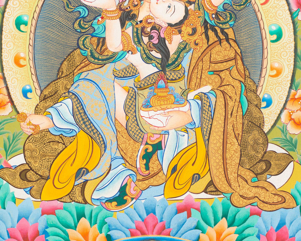 Guru Rinpoche Refuge Tree Thangka Painting | Hand Painted Buddhist Art of Nepal