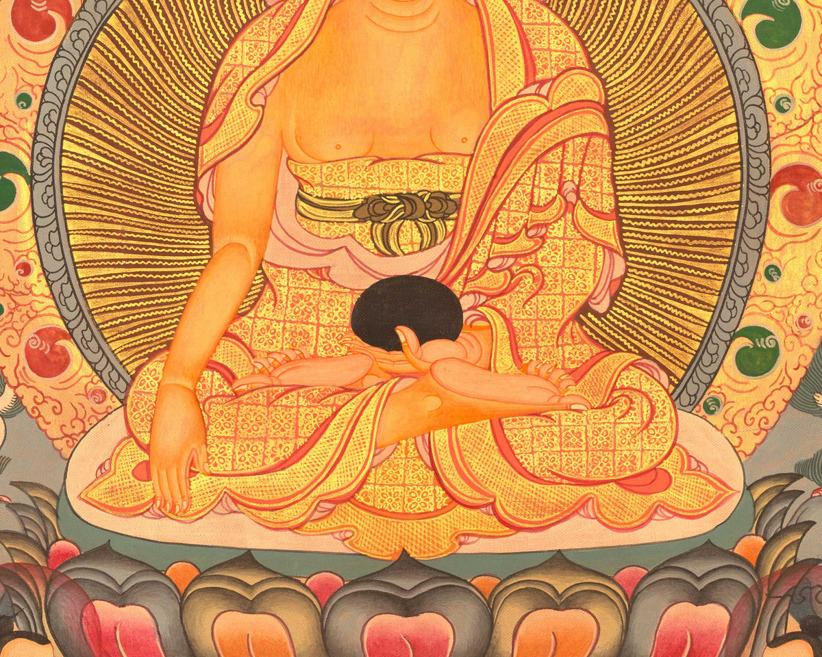 Miraculous Life Events Siddhartha Gautama Buddha | Hand Painted Thangka Art