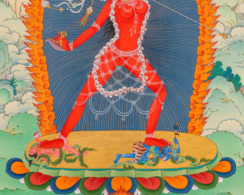 Vajrayogini Dakini Thangka Print | The Divine Feminine Goddess | Spiritual Wall Decoration
