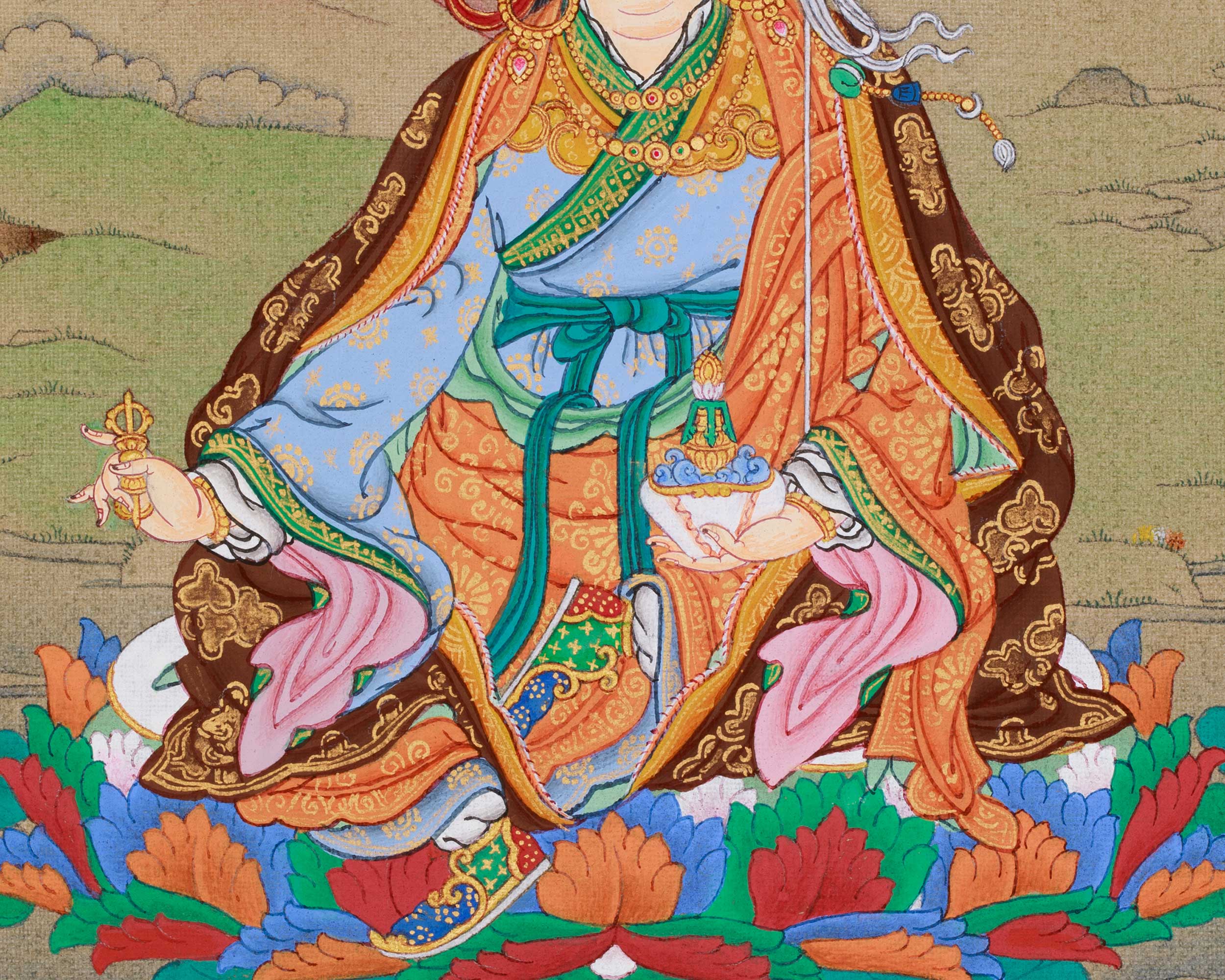 Spiritual Teacher Guru Rinpoche Thangka | Lotus Born Master