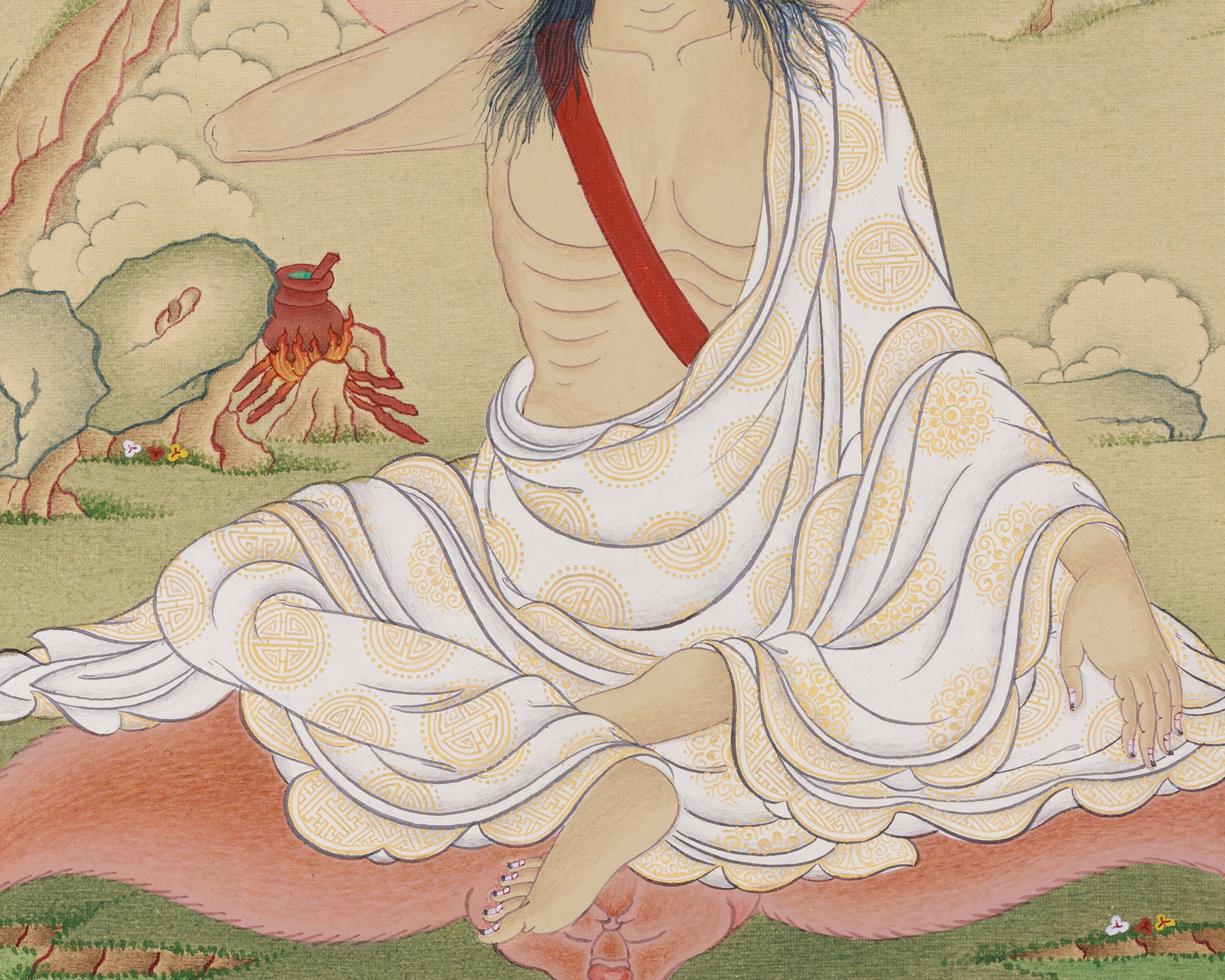 Buddhist Master Milarepa Thangka | The Divine Yogi of Tibetan Buddhism
